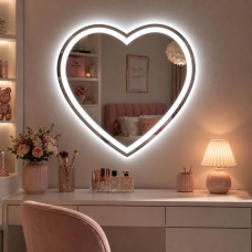 Зеркало-сердце с фронтальной и тыльной контурной подсветкой E125